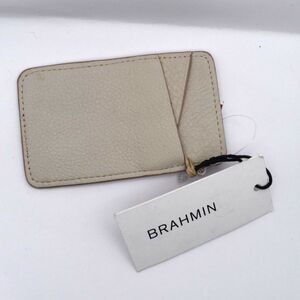 4/$100 Brahmin Sand Tan Cream Leather Card Case Wallet